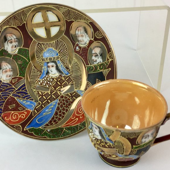 Vintage Japanese Goddess Scholars Moriage Made in Occupied Japan Cup & Saucer - Picture 11 of 11